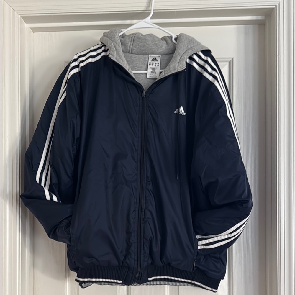 Adidas Kids Black Jacket with Gray Hood